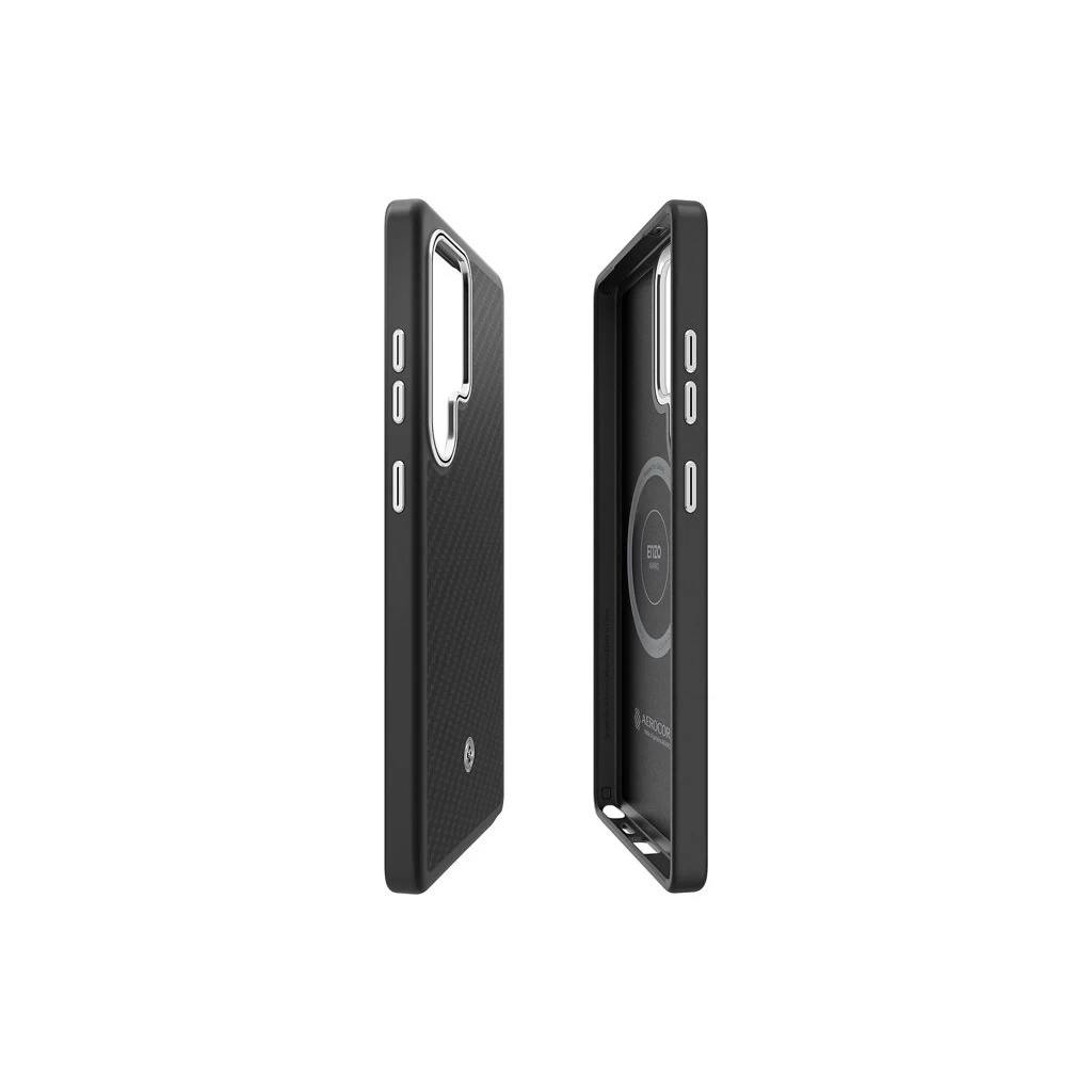 GP-FPS938PGA Samsung by Spigen Enzo Aramid mágneses tok Galaxy S25 Ultra készülékhez fekete ezüst (Sérült csomagolás)