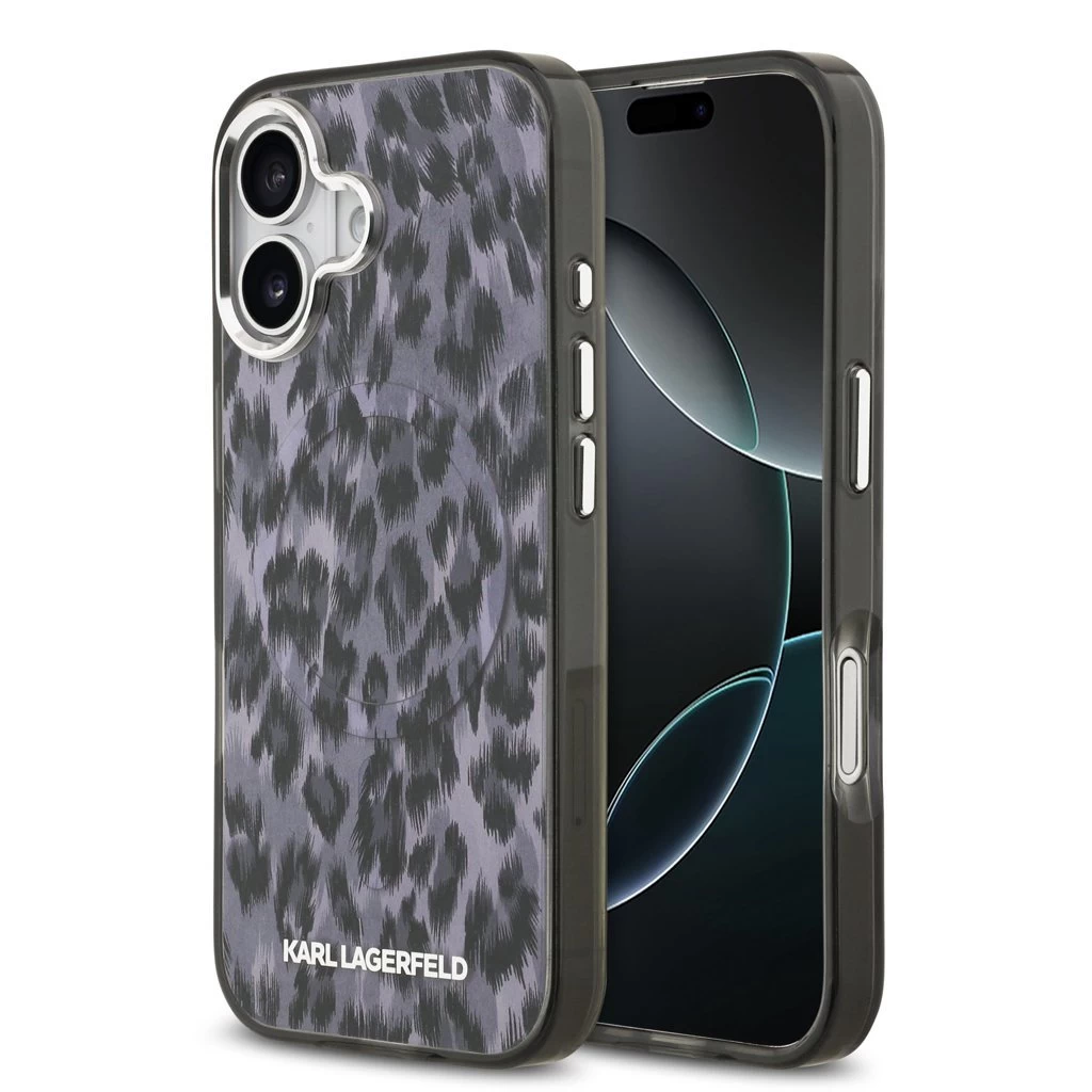 Karl Lagerfeld IML Leopard MagSafe tok iPhone 17 készülékhez szürke