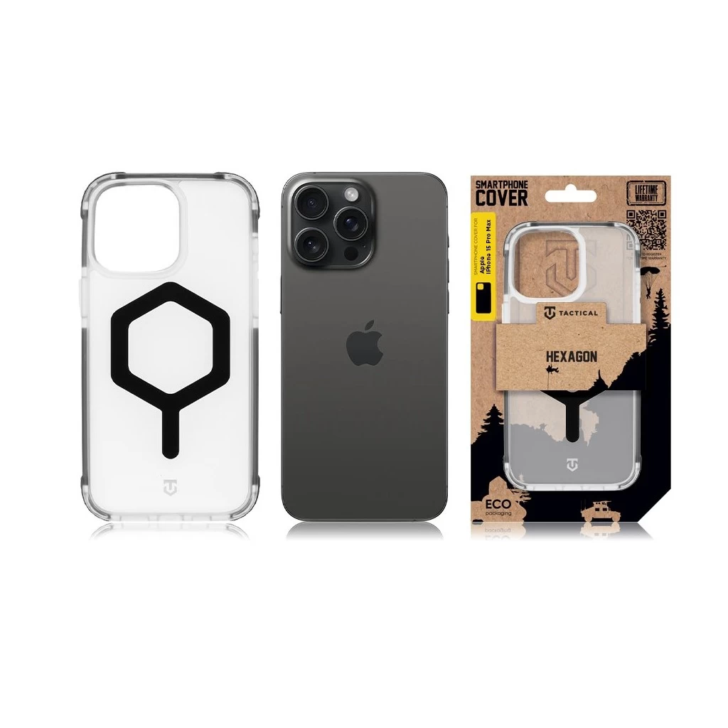 Tactical MagForce Hexagon tok for Apple iPhone 15 Pro Max készülékhez fekete