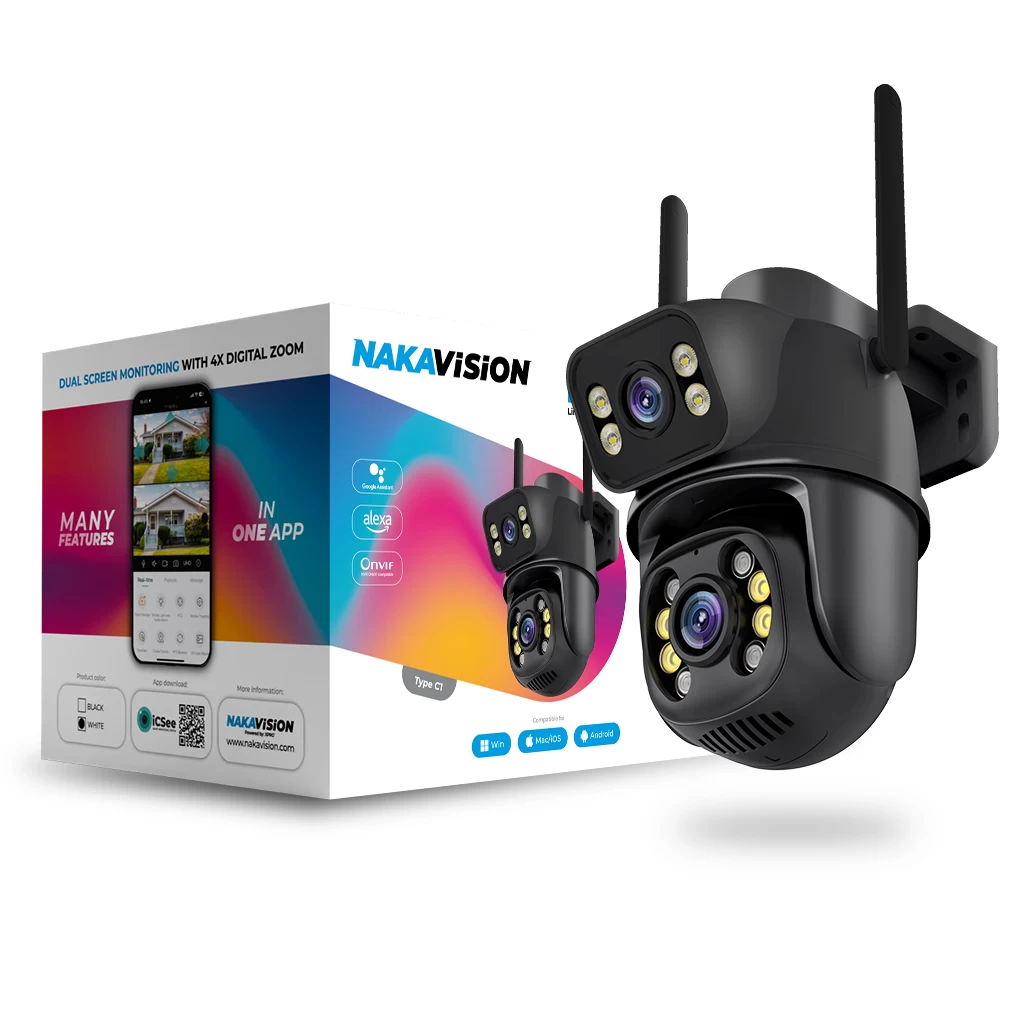 NAKAVISION C1 3+3MP DUAL Okos IP kamera – FEKETE