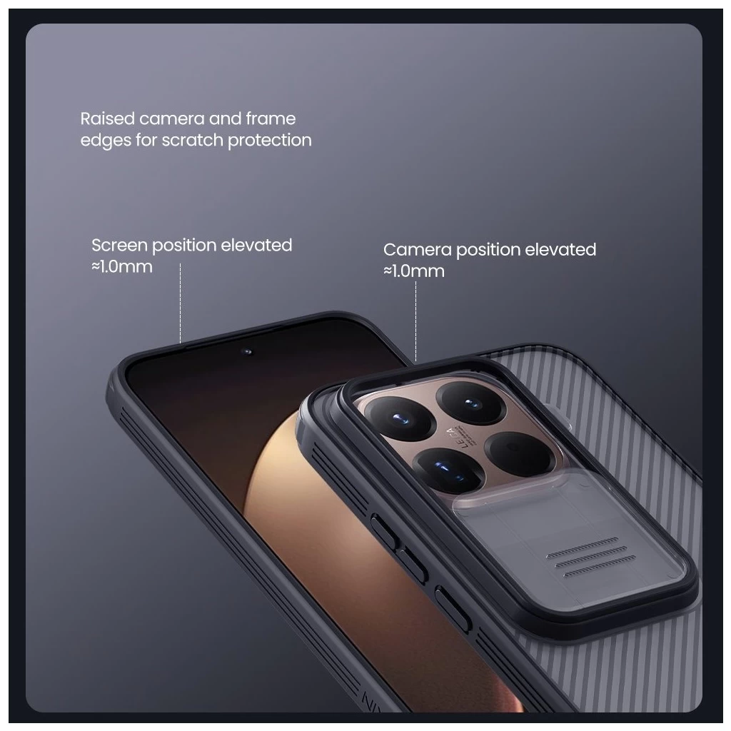 Nillkin CamShield PRO merev tok Xiaomi 15T Pro készülékhez, átlátszó fekete