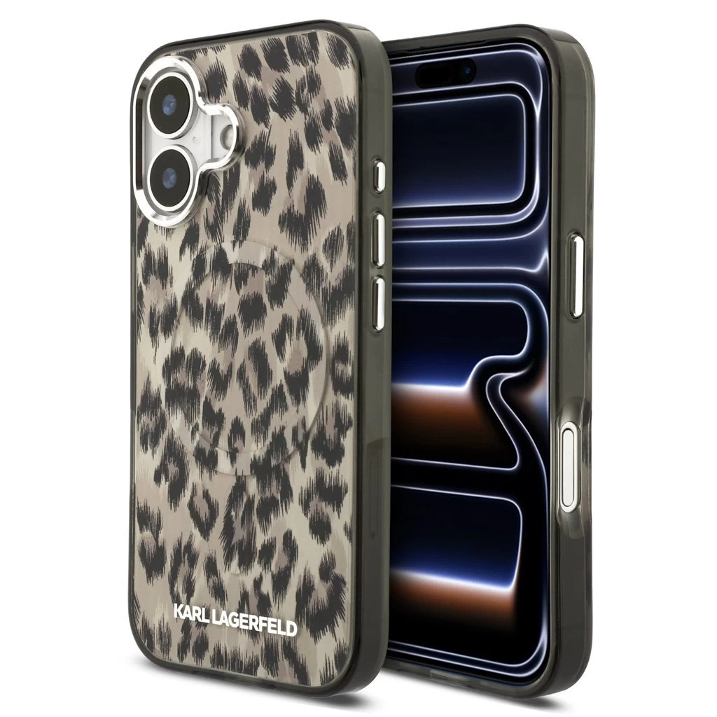 Karl Lagerfeld IML Leopard MagSafe tok iPhone 17 készülékhez barna