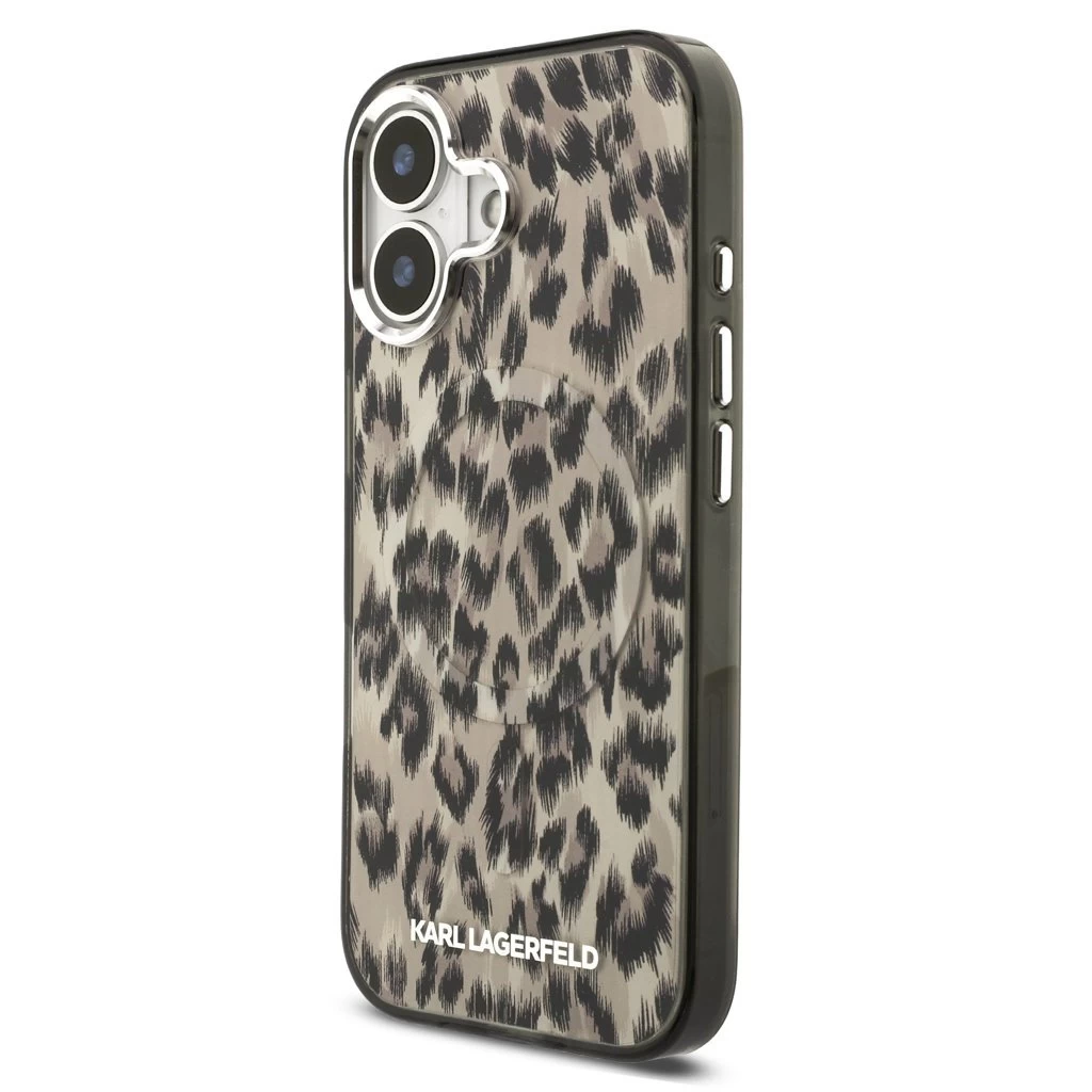 Karl Lagerfeld IML Leopard MagSafe tok iPhone 17 készülékhez barna