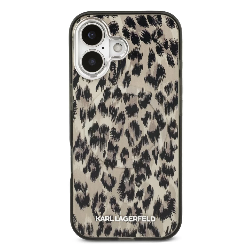 Karl Lagerfeld IML Leopard MagSafe tok iPhone 17 készülékhez barna