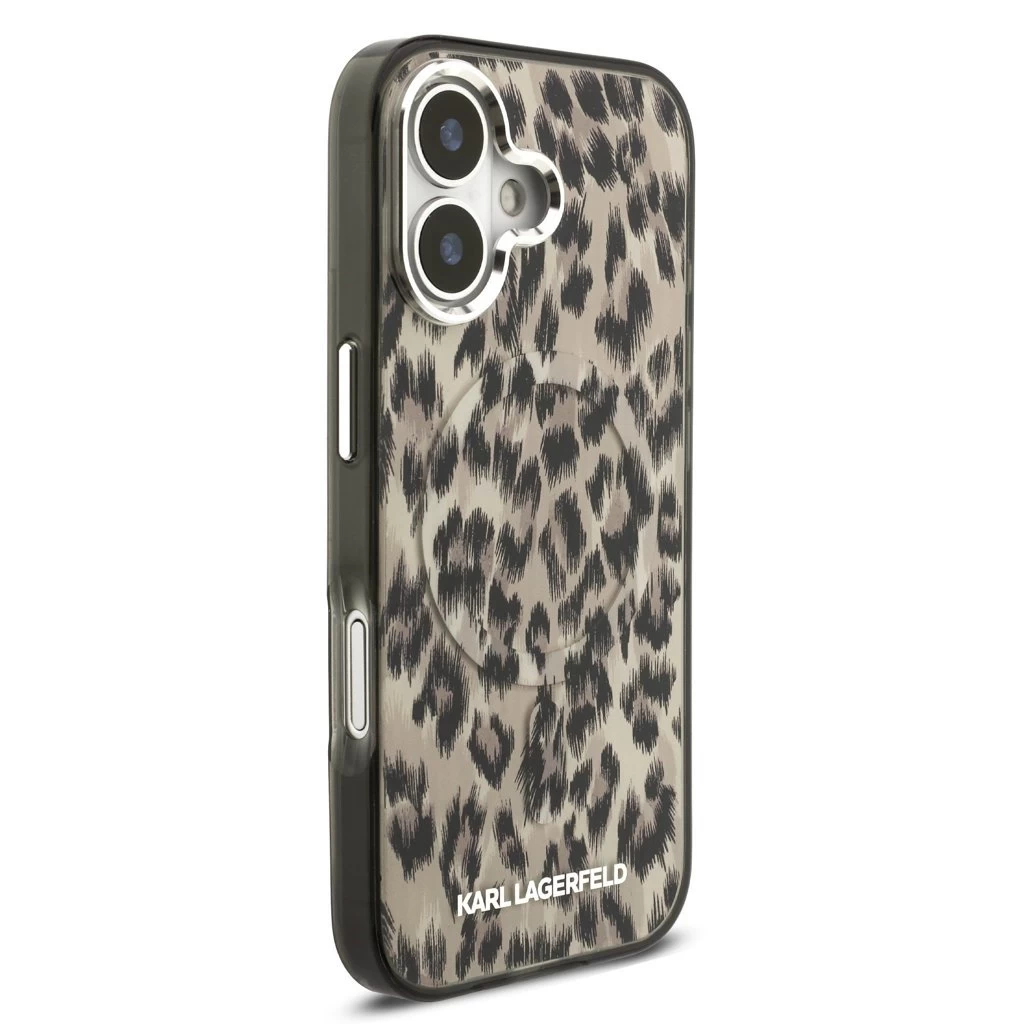 Karl Lagerfeld IML Leopard MagSafe tok iPhone 17 készülékhez barna