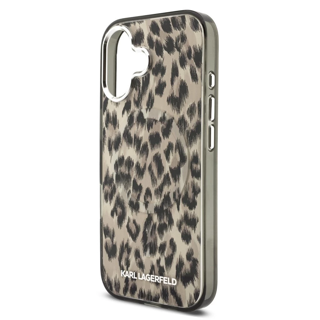 Karl Lagerfeld IML Leopard MagSafe tok iPhone 17 készülékhez barna