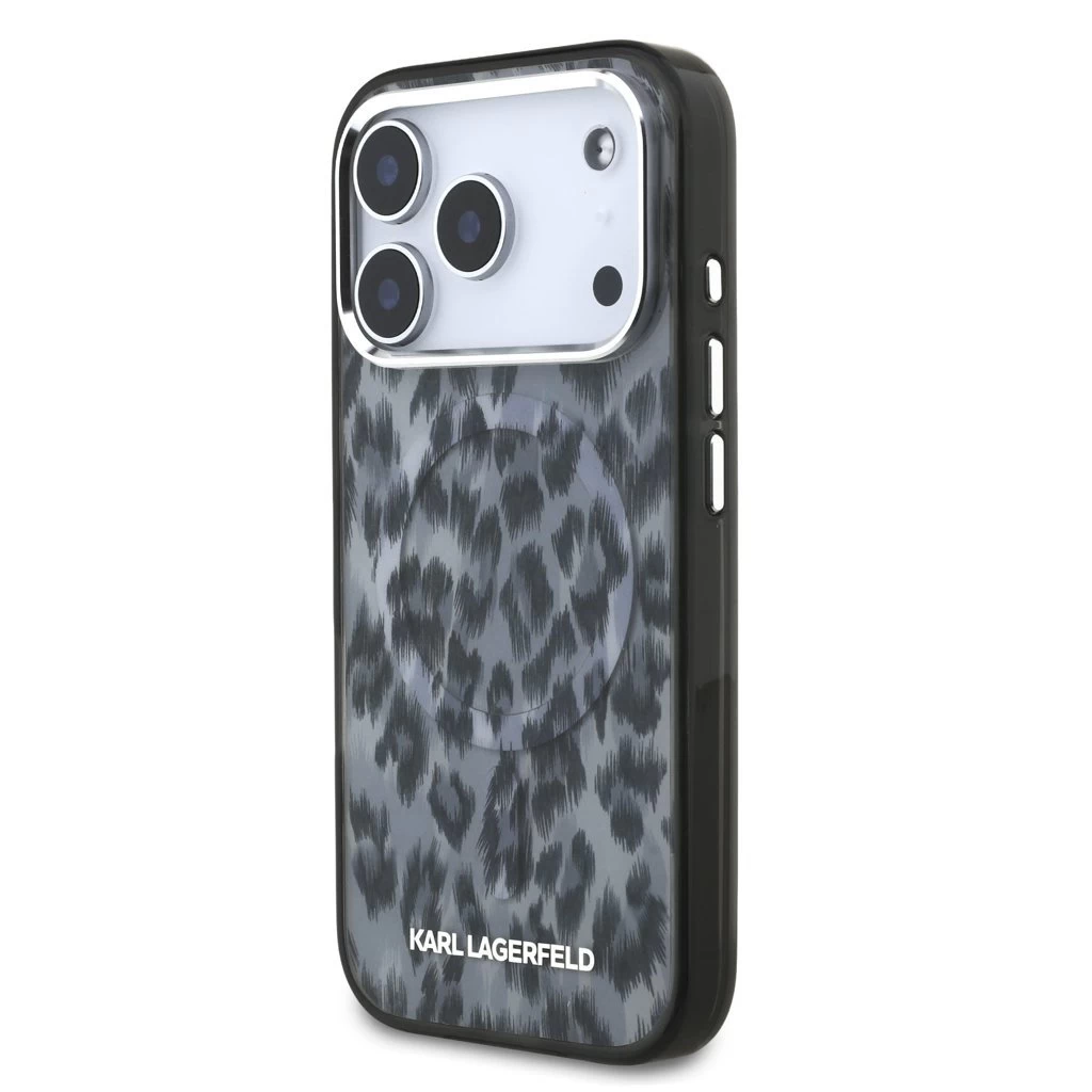 Karl Lagerfeld IML Leopard MagSafe tok iPhone 17 Pro készülékhez szürke