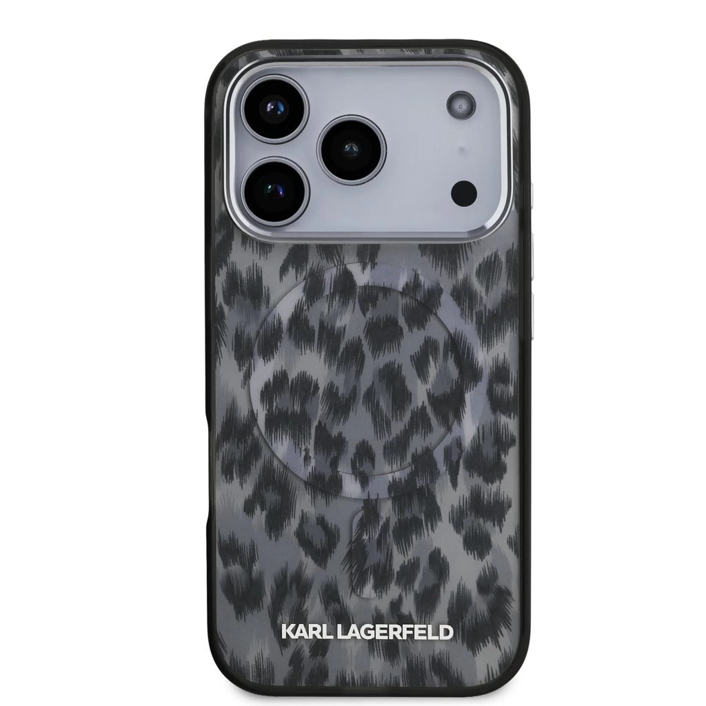 Karl Lagerfeld IML Leopard MagSafe tok iPhone 17 Pro készülékhez szürke