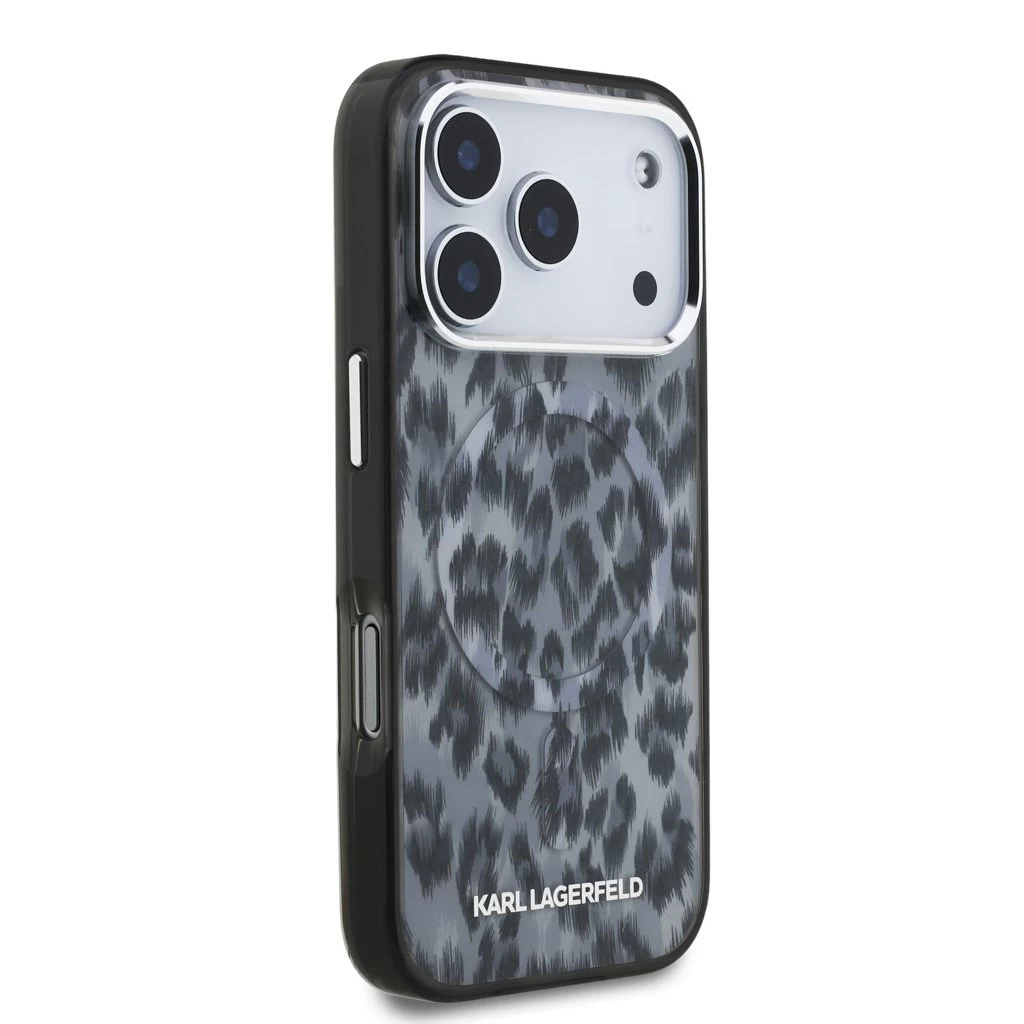 Karl Lagerfeld IML Leopard MagSafe tok iPhone 17 Pro készülékhez szürke