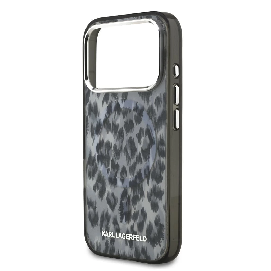 Karl Lagerfeld IML Leopard MagSafe tok iPhone 17 Pro készülékhez szürke