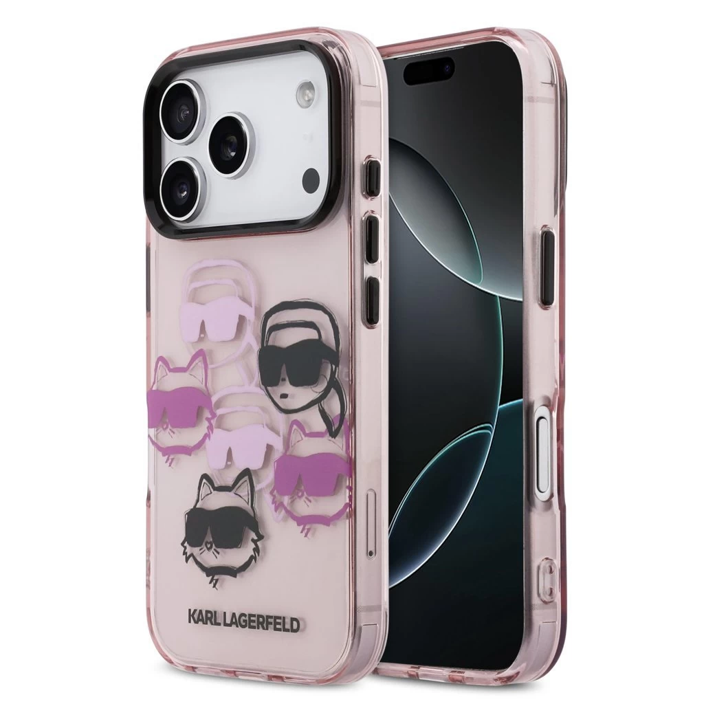 Karl Lagerfeld IML Multi K&CH Heads tok iPhone 17 Pro készülékhez rózsaszín