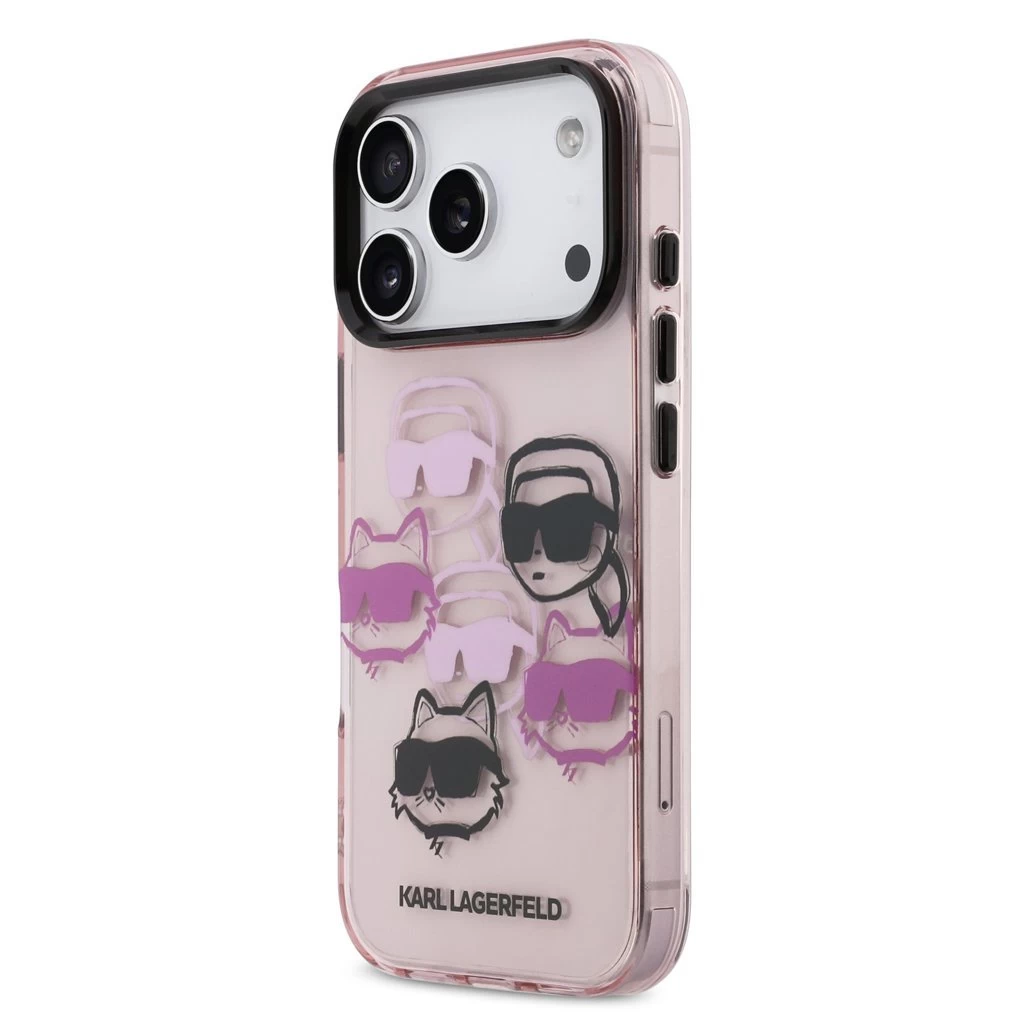 Karl Lagerfeld IML Multi K&CH Heads tok iPhone 17 Pro készülékhez rózsaszín