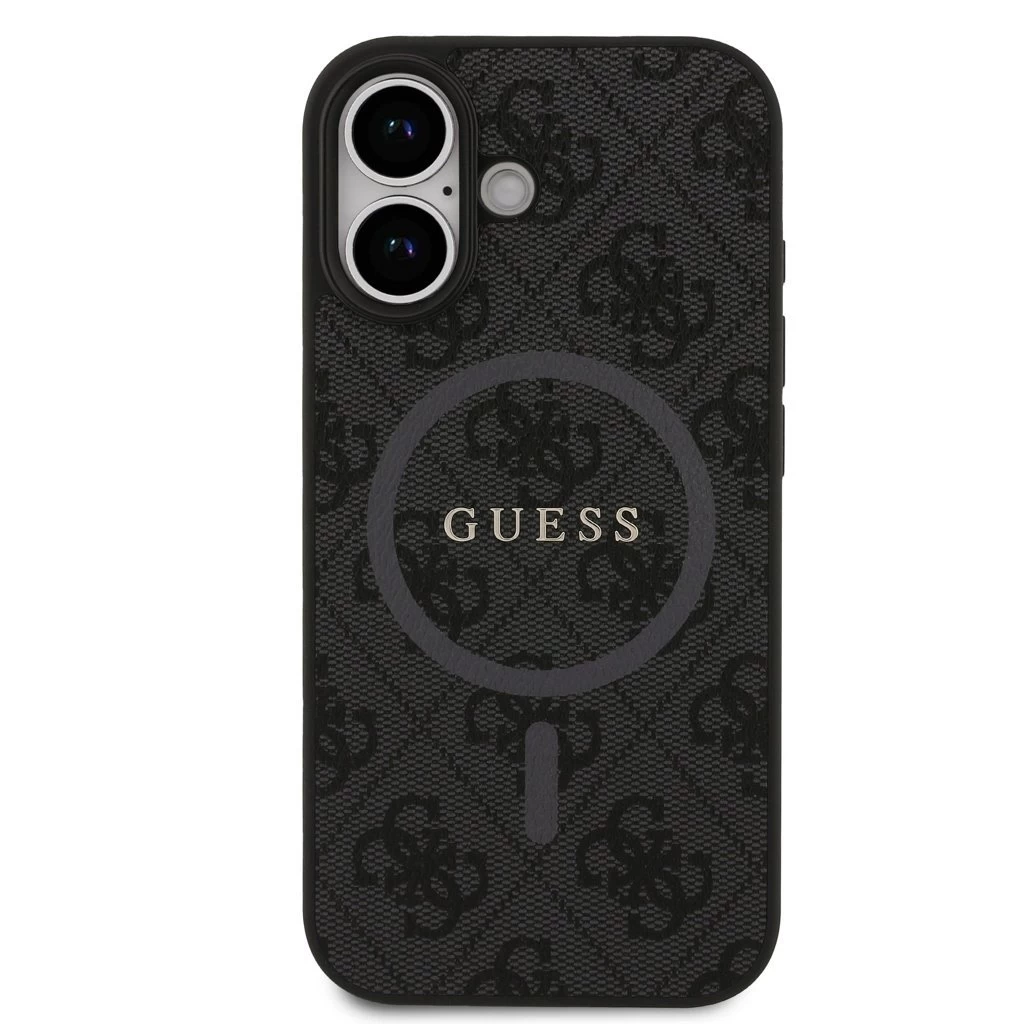 Guess PU bőr 4G Colored Ring MagSafe tok iPhone 17 készülékhez fekete