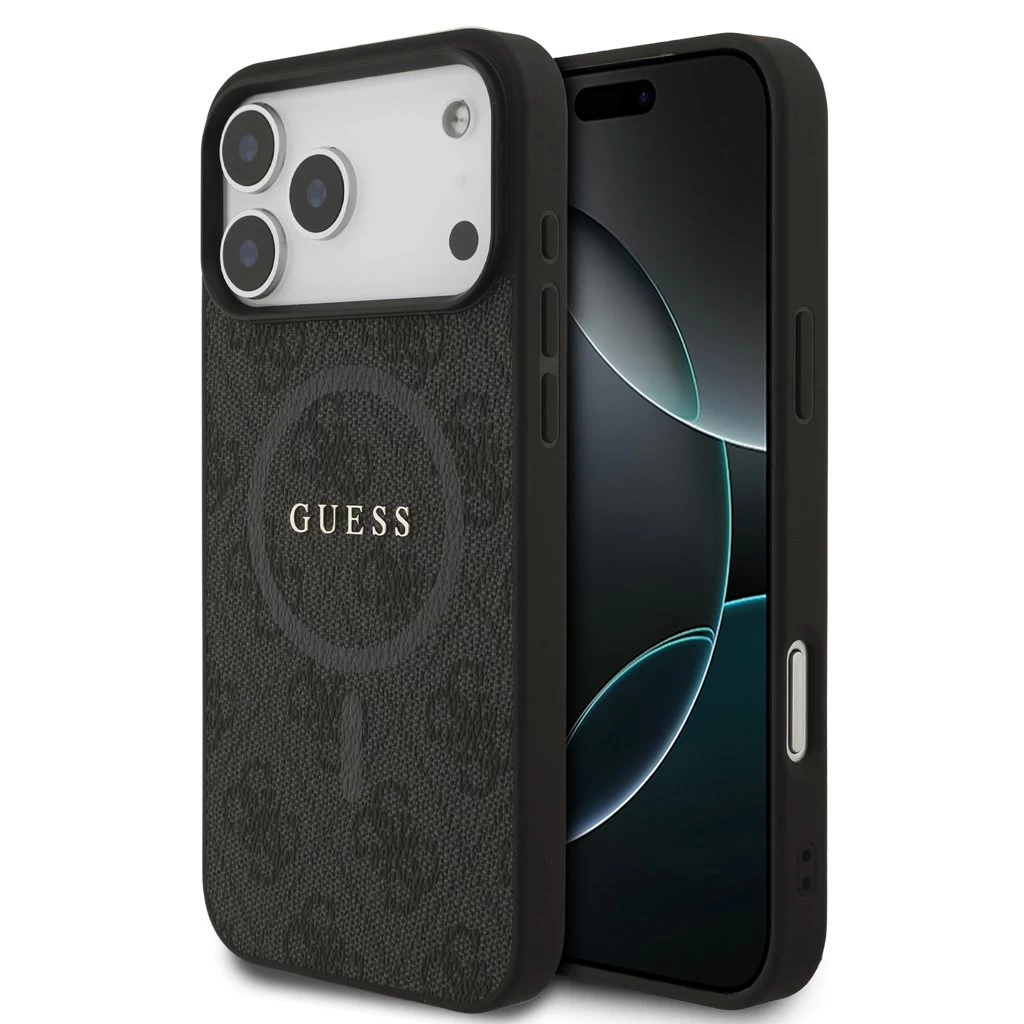 Guess PU Leather 4G Colored Ring MagSafe tok iPhone 17 Pro Max készülékhez fekete Guess PU Leather 4G Colored Ring MagSafe tok iPhone 17 Pro Max készülékhez fekete