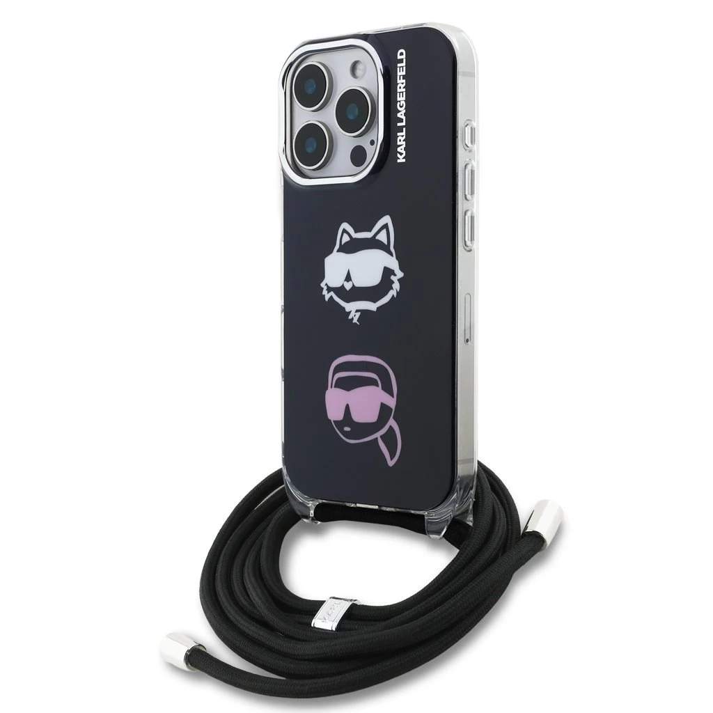 Karl Lagerfeld IML Crossbody K&CH Heads tok iPhone 16 Pro készülékhez fekete
