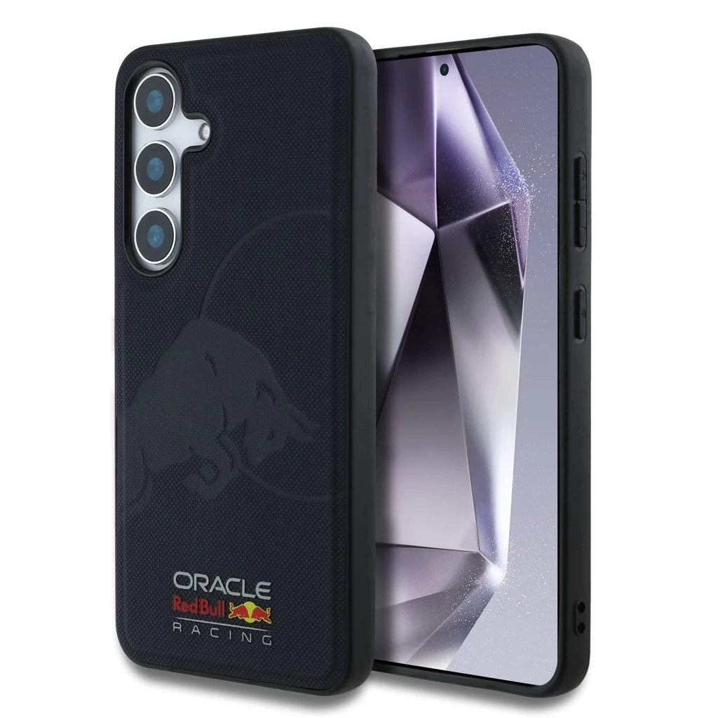 Red Bull Leather Meshed Debossed Logo MagSafe tok Samsung Galaxy S25 készülékhez tengerészkék