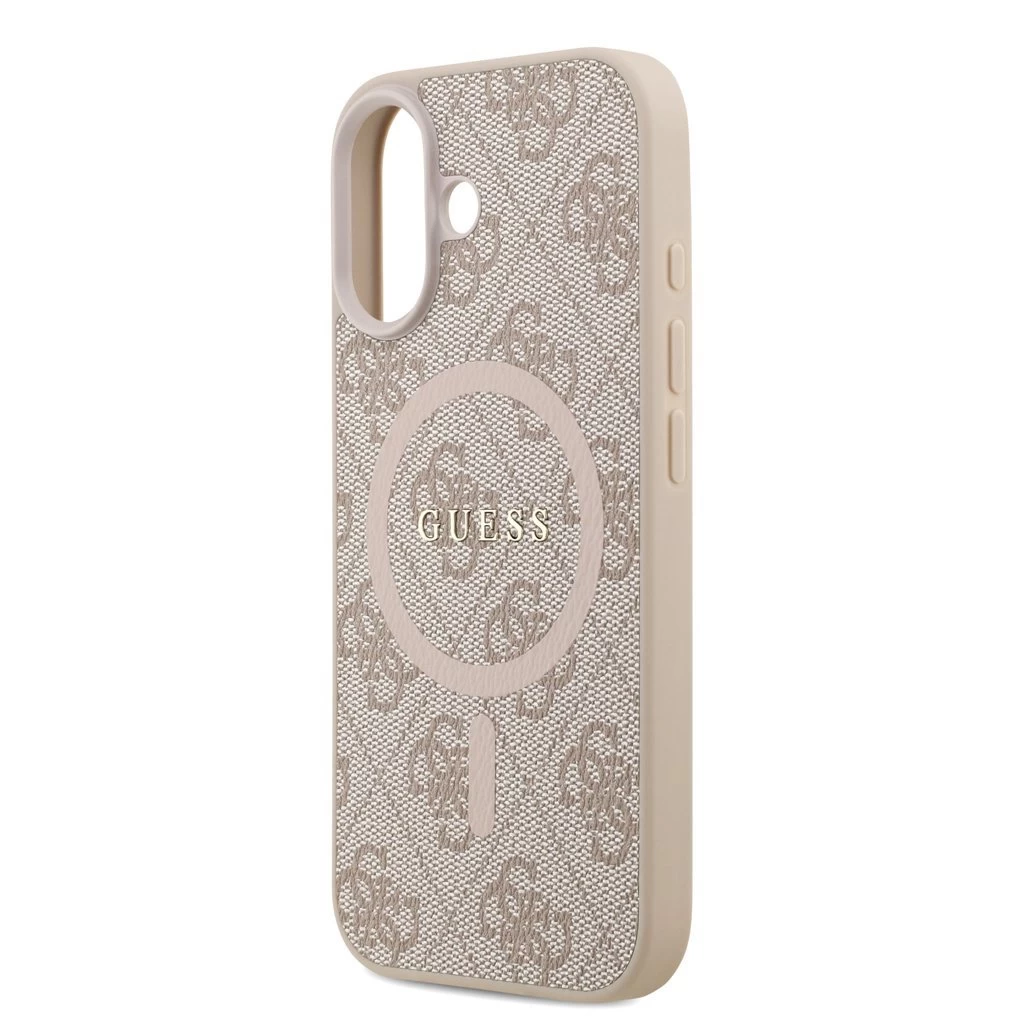 Guess PU bőr 4G Colored Ring MagSafe tok iPhone 17 készülékhez rózsaszín