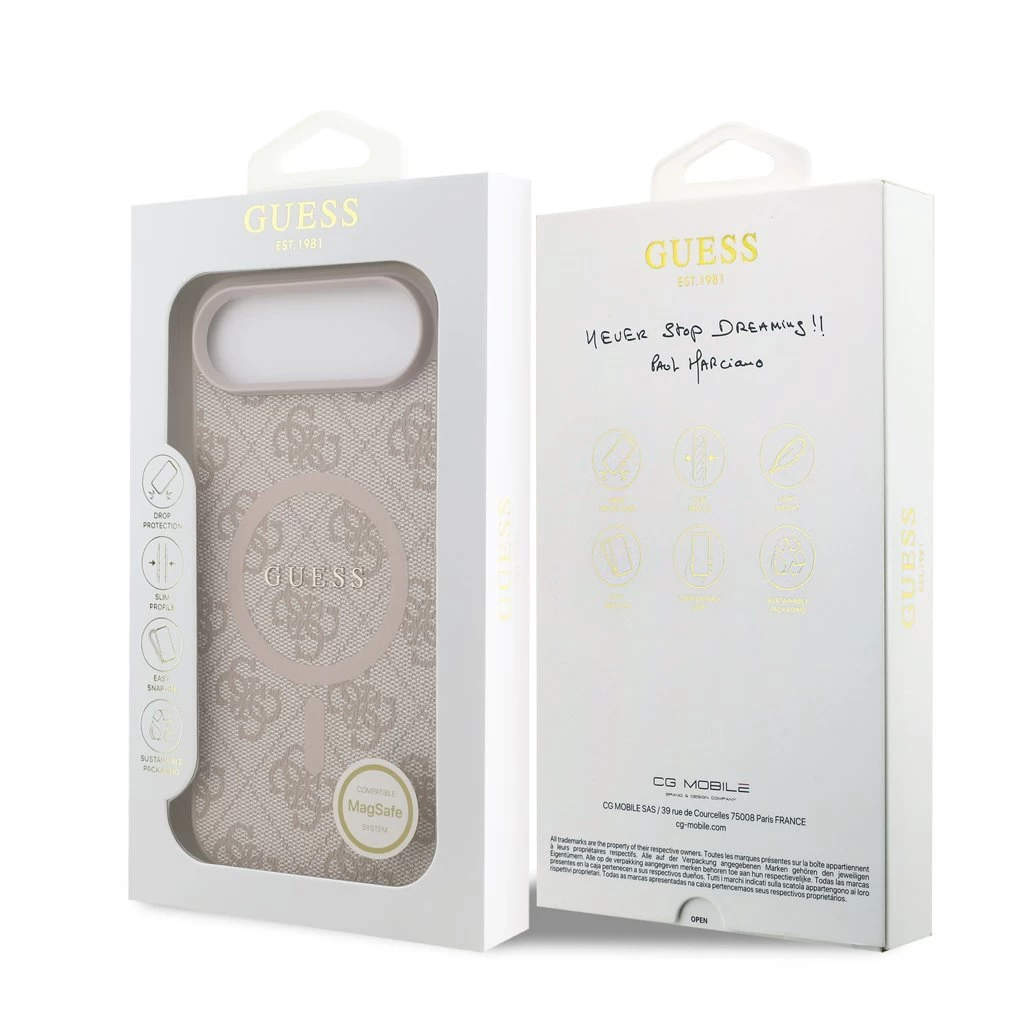 Guess PU Leather 4G Colored Ring MagSafe tok iPhone Air készülékhez rózsaszín