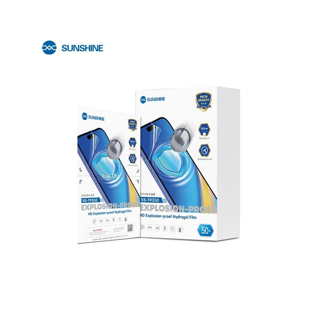 SUNSHINE SS-TP350 HD robbanásbiztos hydrogel kijelzővédő okostelefon készülékhez – 50 db csomag SUNSHINE SS-TP350 HD robbanásbiztos hydrogel kijelzővédő okostelefon készülékhez – 50 db csomag