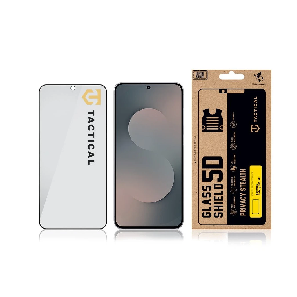 Tactical Glass Shield Privacy Stealth 5D kijelzővédő Samsung Galaxy S25 FE készülékhez fekete