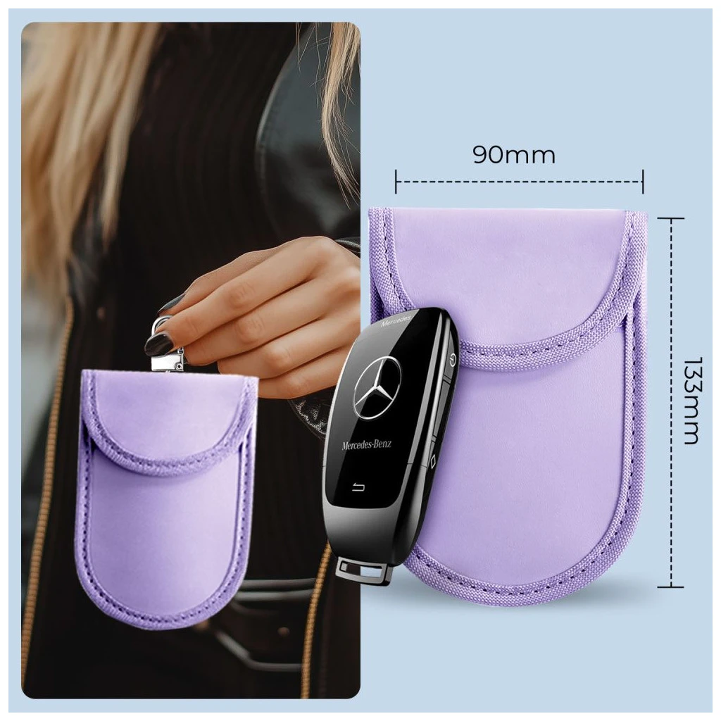 KLATKA FARADAYA TECH-PROTECT KLR100 kulcstalan RFID jelblokkoló tok levendula