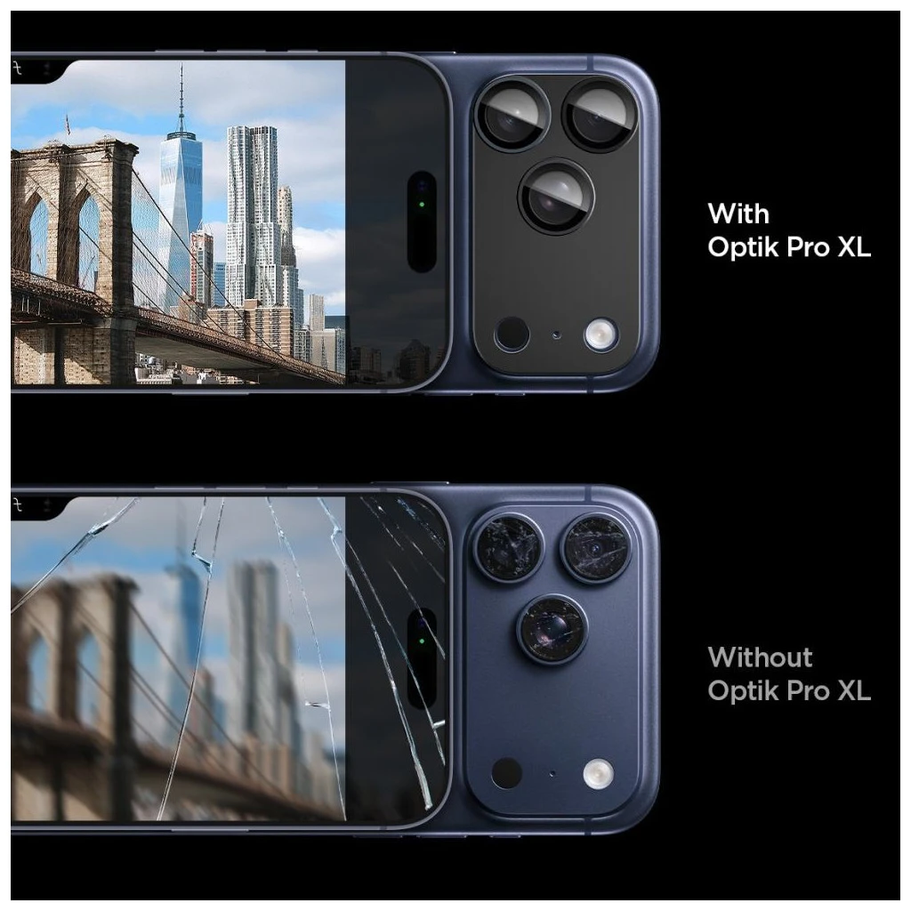 SPIGEN OPTIK PRO XL GLAS.TR „EZ FIT” kameravédő iPhone 17 Pro Max készülékhez fekete