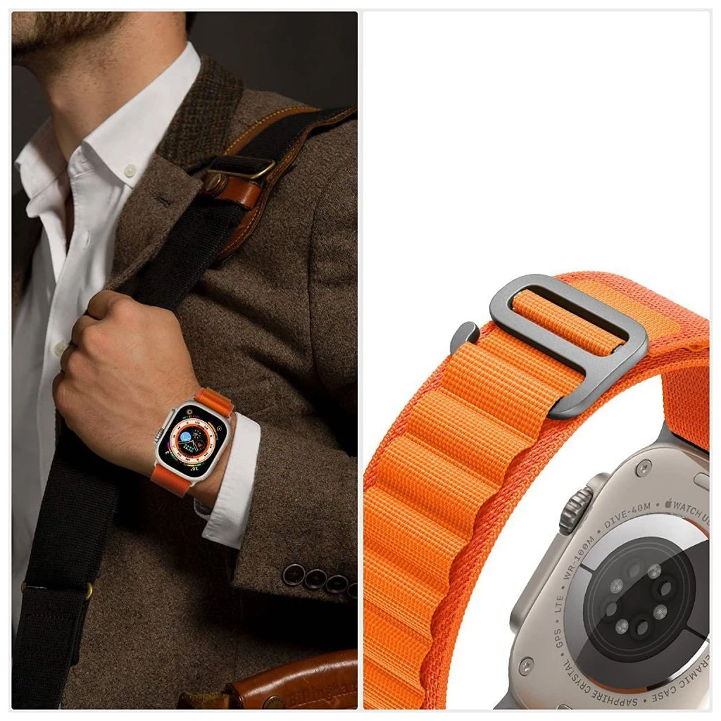 TECH-PROTECT NYLON PRO Apple Watch tok 8/9/10/11/SE/ULTRA készülékhez (44/45/46/49 mm) titán/olív