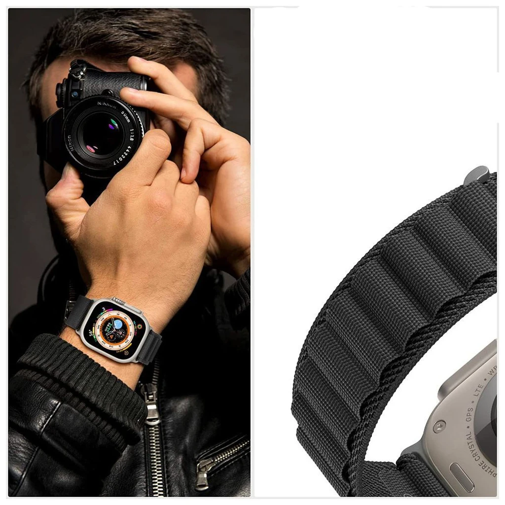 TECH-PROTECT NYLON PRO Apple Watch tok 8/9/10/11/SE/ULTRA készülékhez (44/45/46/49 mm) titán/olív