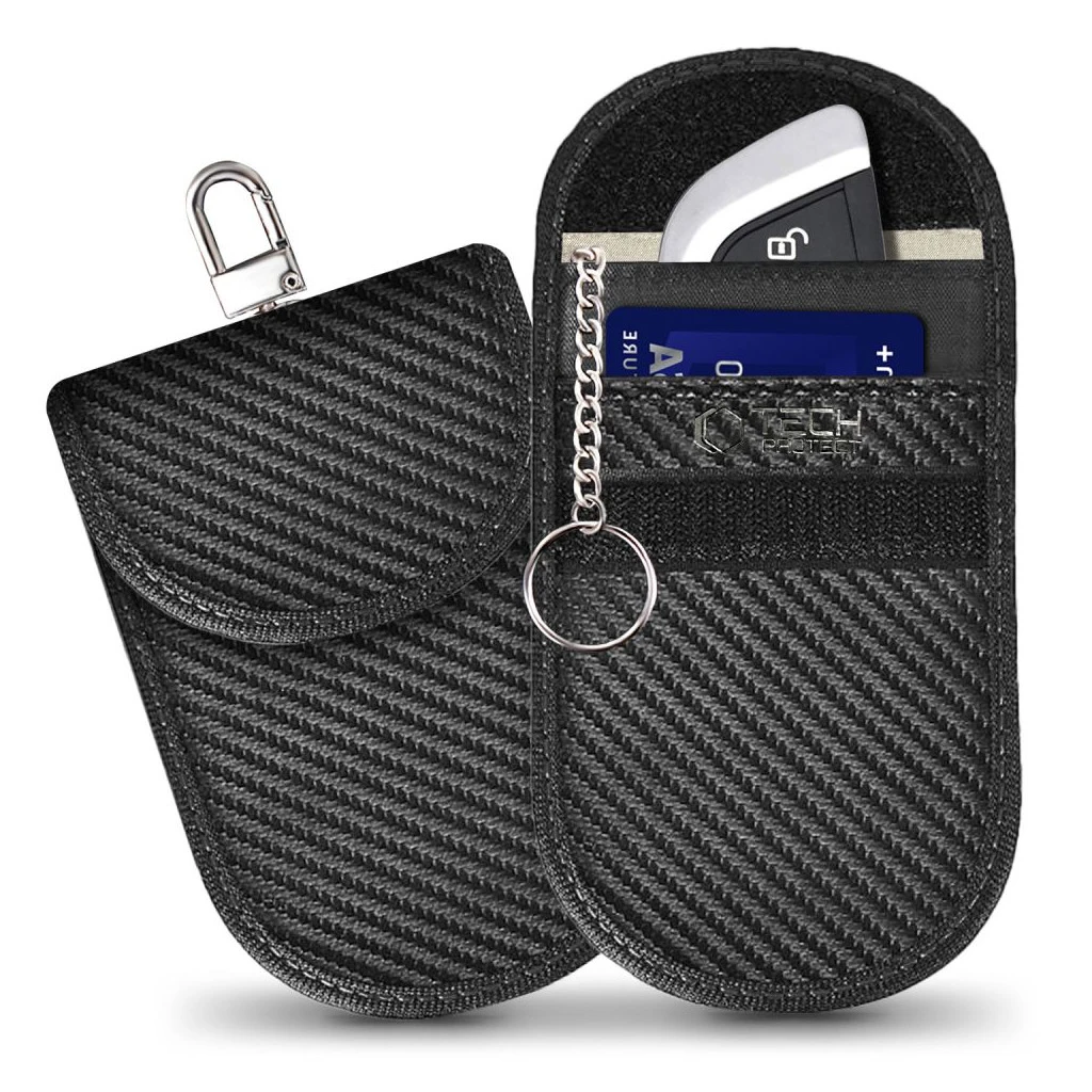 KLATKA FARADAYA TECH-PROTECT KLR100 RFID jelet blokkoló, kulcsmentes tok karbon fekete