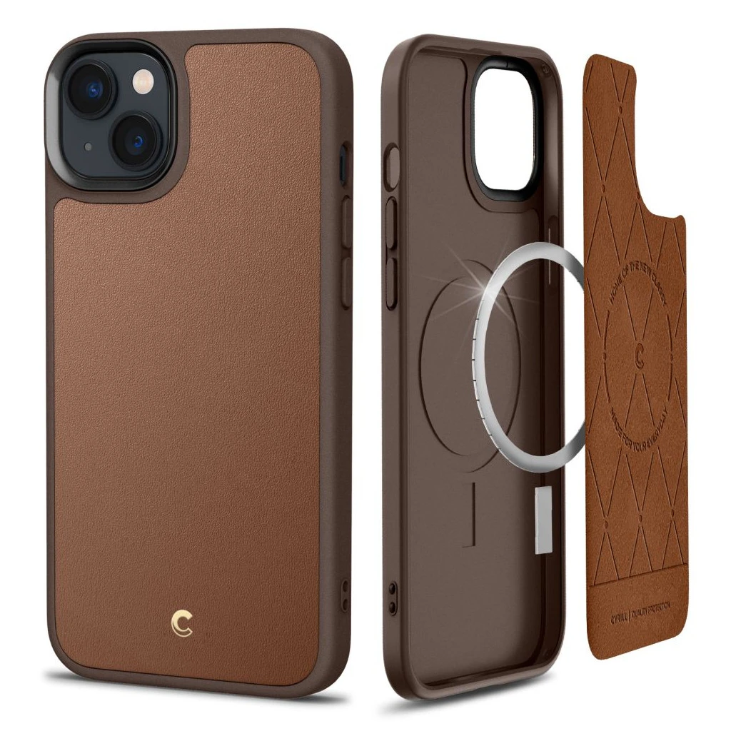SPIGEN CYRILL KAJUK tok Mag MagSafe iPhone 14 Plus / 15 Plus készülékhez nyeregbarna