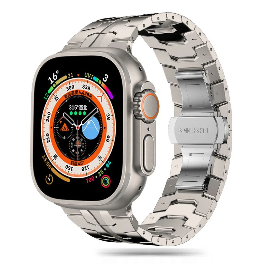 TECH-PROTECT STAINLESS LINE védőtok Apple Watch 8/9/10/11/SE/ULTRA készülékhez (44/45/46/49 MM) TITANIUM