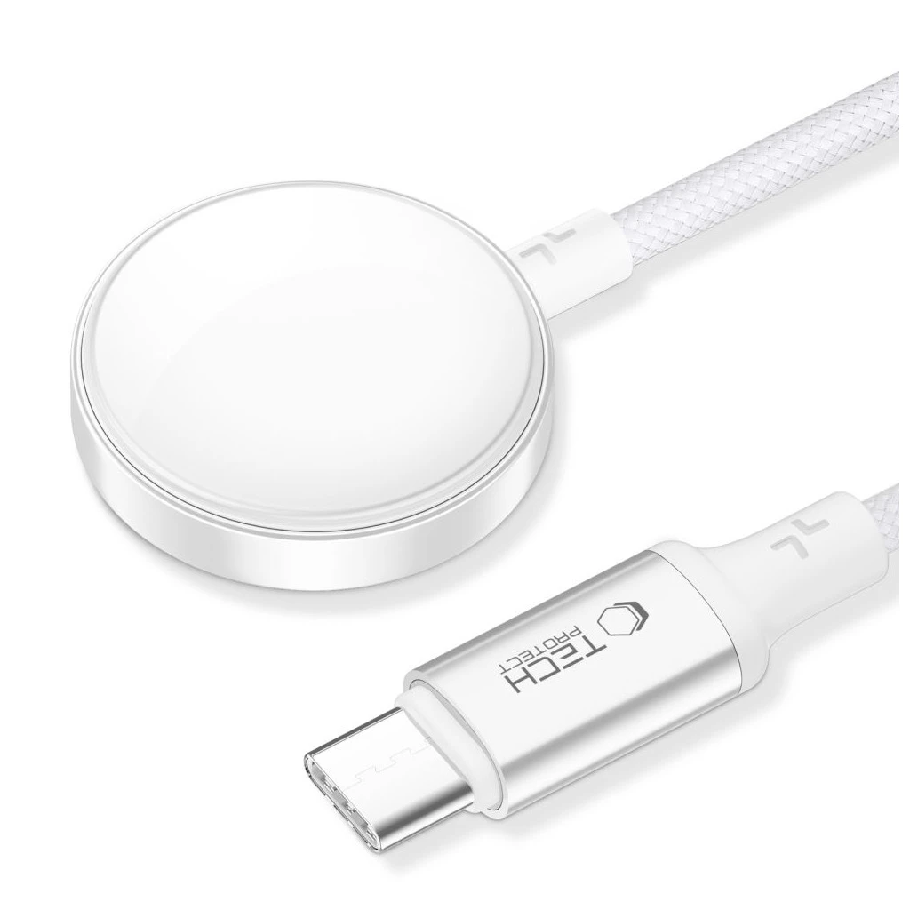 TECH-PROTECT MC02 ULTRABOOST mágneses töltő TYPE-C kábel 100CM Apple Watch készülékhez fehér