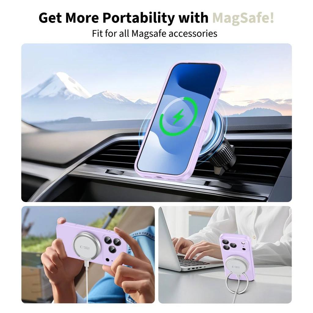 TECH-PROTECT Szilikon MagSafe iPhone 17 Pro készülékhez tok malva