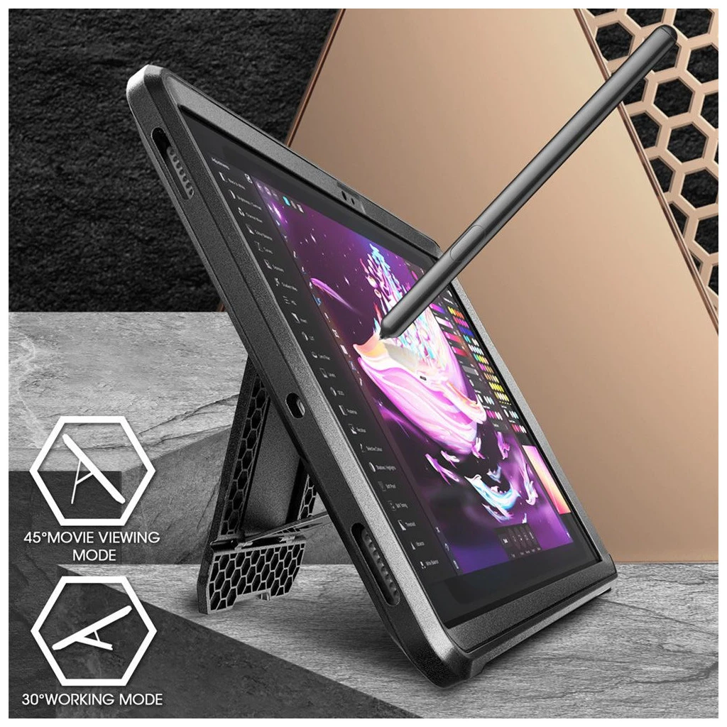 SUPCASE UNICORN BEETLE PRO tok Samsung Galaxy Tab S9 11.0 / S9 FE / S10 FE / S10 LITE 10.9 készülékhez X710 / X716B / X510 / X516B / X520 / X526 / X400 / X406B fekete