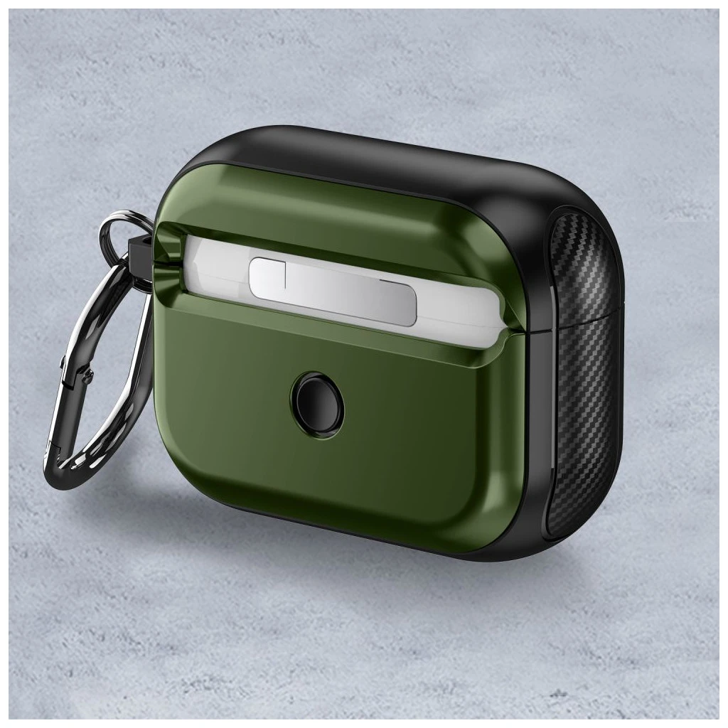 TECH-PROTECT DEFENDER HOOK MAGSAFE APPLE AIRPODS PRO 1/2 készülékhez védőtok olívzöld