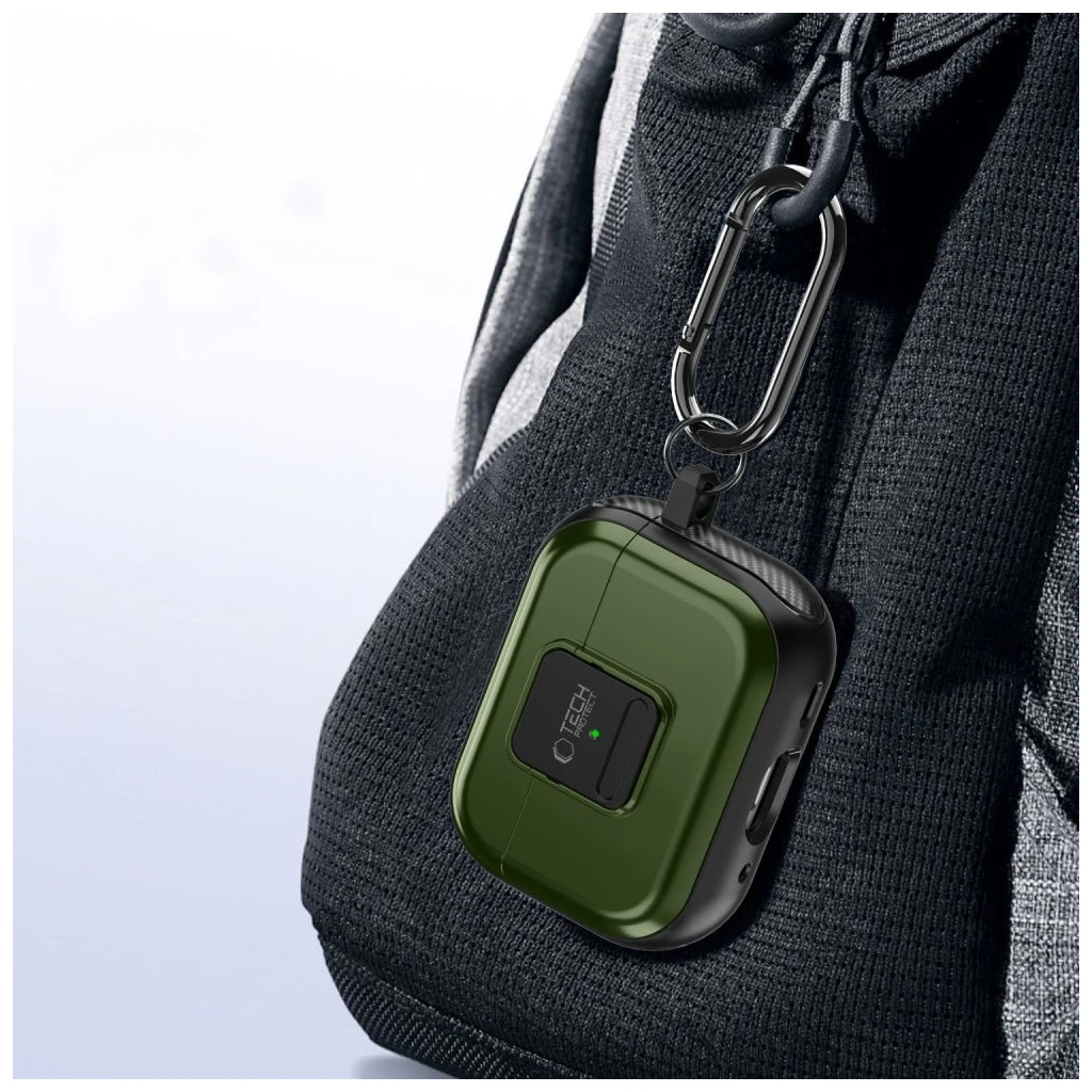 TECH-PROTECT DEFENDER HOOK MAGSAFE APPLE AIRPODS PRO 1/2 készülékhez védőtok olívzöld