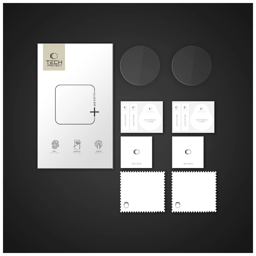 Edzett üveg kijelzővédő TECH-PROTECT GLASS FIT+ 2-PACK Garmin Fenix 8 / 8 Pro (47 MM) készülékhez, átlátszó