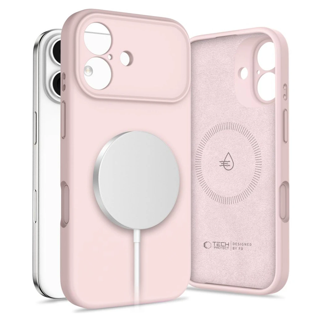 TECH-PROTECT szilikon MagSafe iPhone 17 készülékhez tok rózsaszín gyöngy