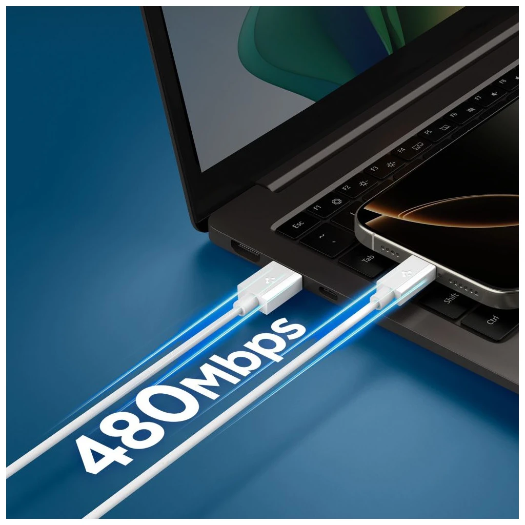 SPIGEN EB6010AC ESSENTIAL TYPE-C KÁBEL 60W 100CM fehér