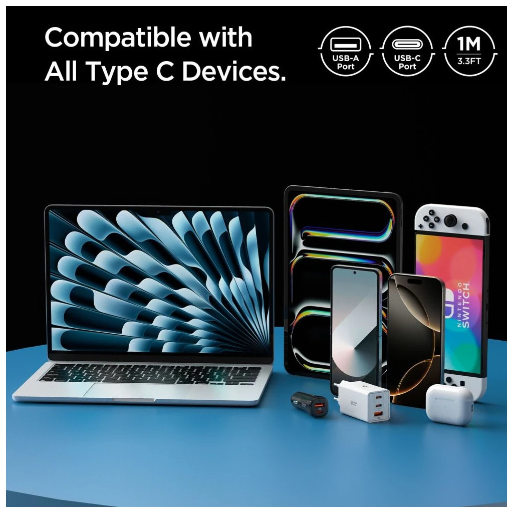 SPIGEN EB6010AC ESSENTIAL TYPE-C KÁBEL 60W 100CM fehér