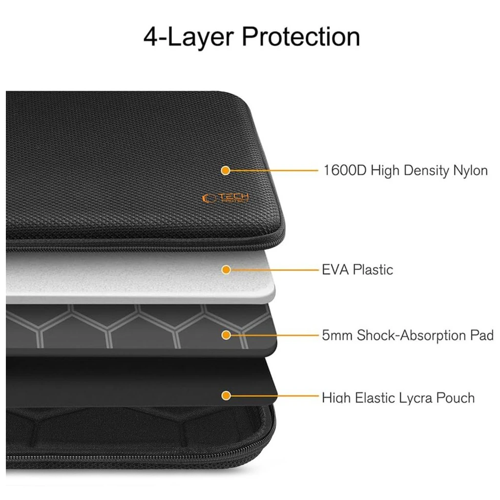 TECH-PROTECT HARDPOUCH laptop tok 13-14 fekete/narancssárga