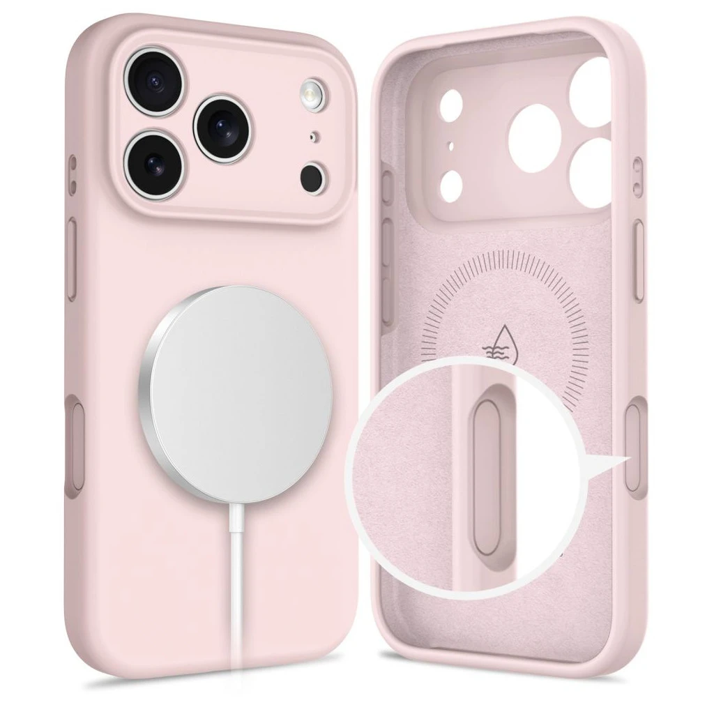 TECH-PROTECT szilikon MagSafe iPhone 17 Pro Max készülékhez tok – rózsaszín gyöngy