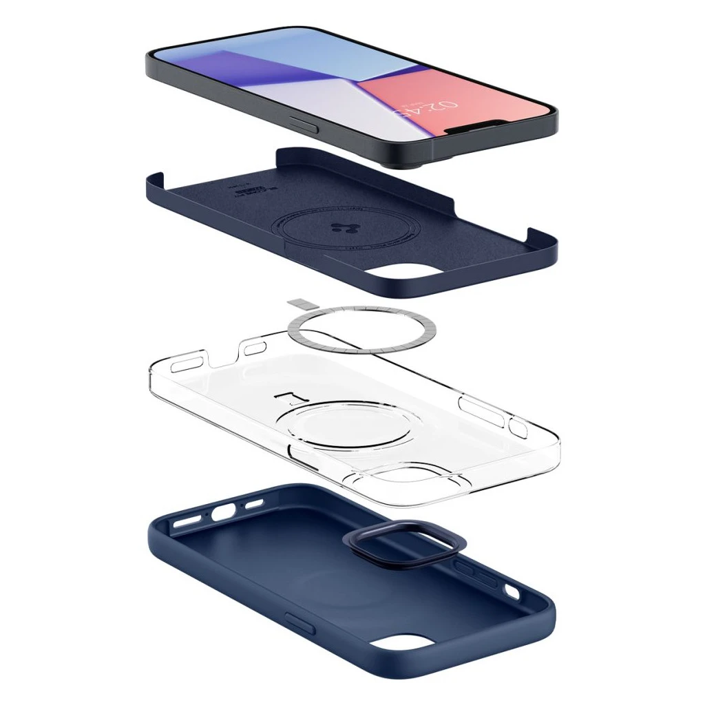 SPIGEN SILICONE FIT MAG MAGSAFE iPhone 14 Plus / 15 Plus készülékhez tok tengerkék