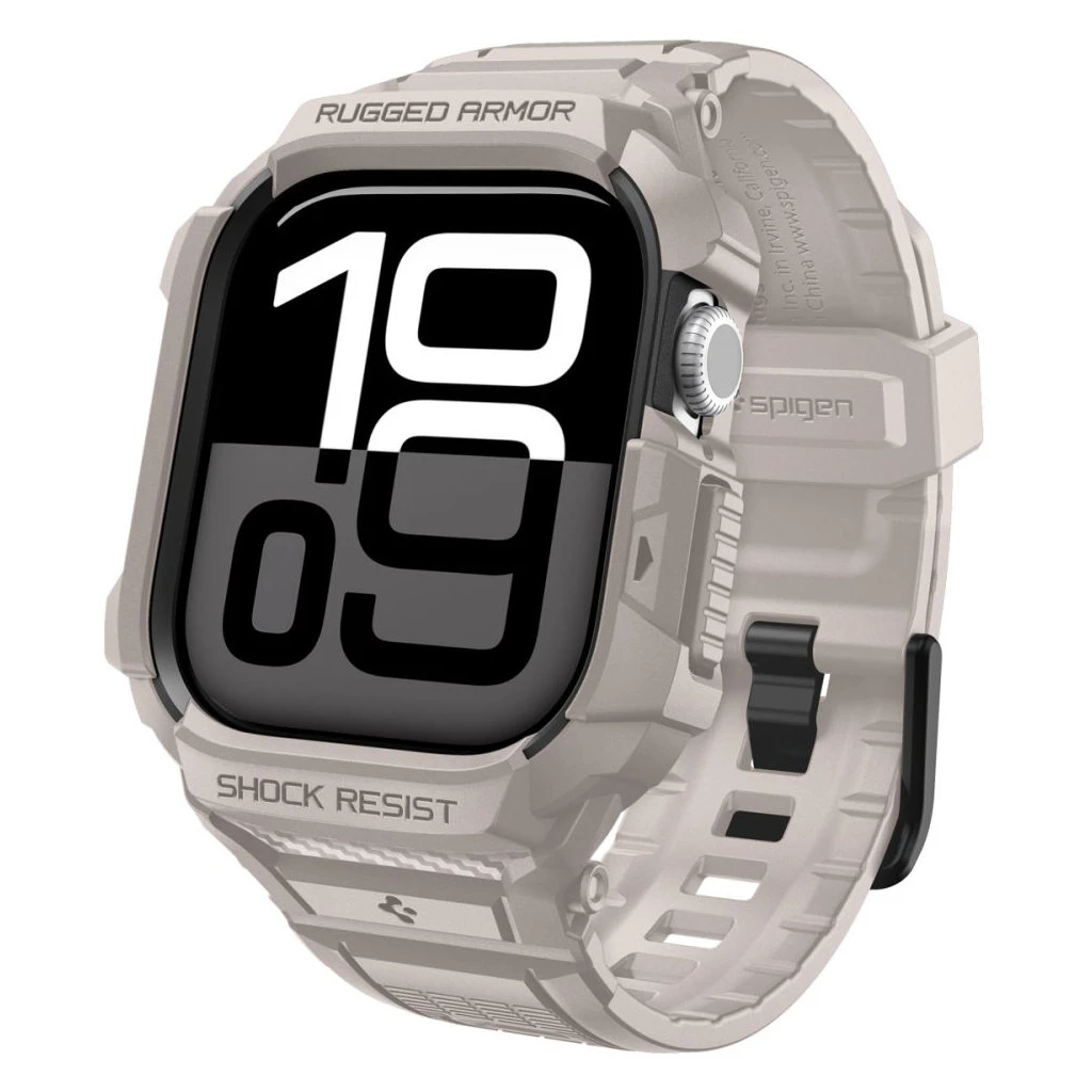 SPIGEN RUGGED ARMOR “PRO” V2 Apple Watch 10/11 (42 mm) készülékhez tok dűne bézs