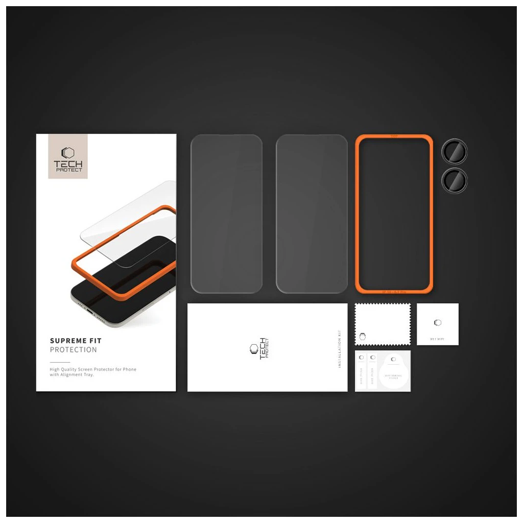 Temperált üveg kijelzővédő TECH-PROTECT SUPREME SET 3-PACK iPhone 16 készülékhez átlátszó