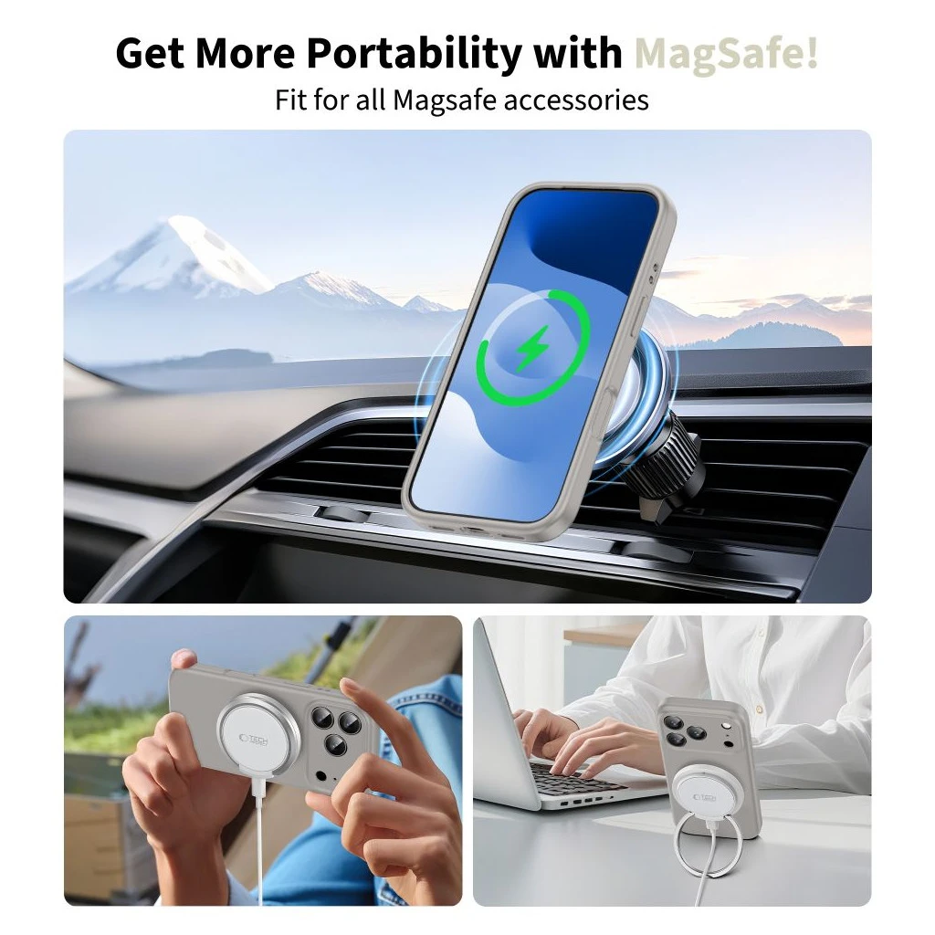 TECH-PROTECT szilikon MAGSAFE tok iPhone 17 Pro Max készülékhez kőszürke