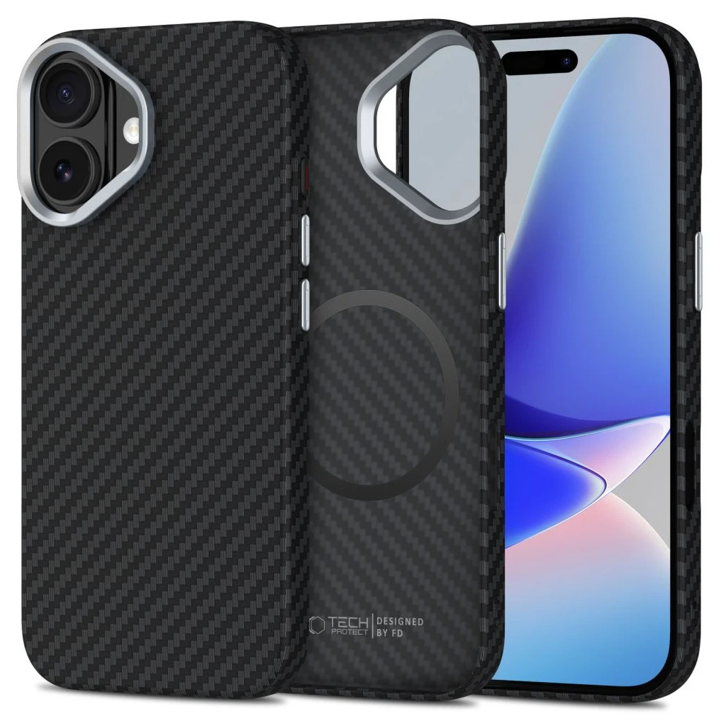 TECH-PROTECT ION CARBON MAGSAFE iPhone 17 készülékhez tok fekete/ezüst