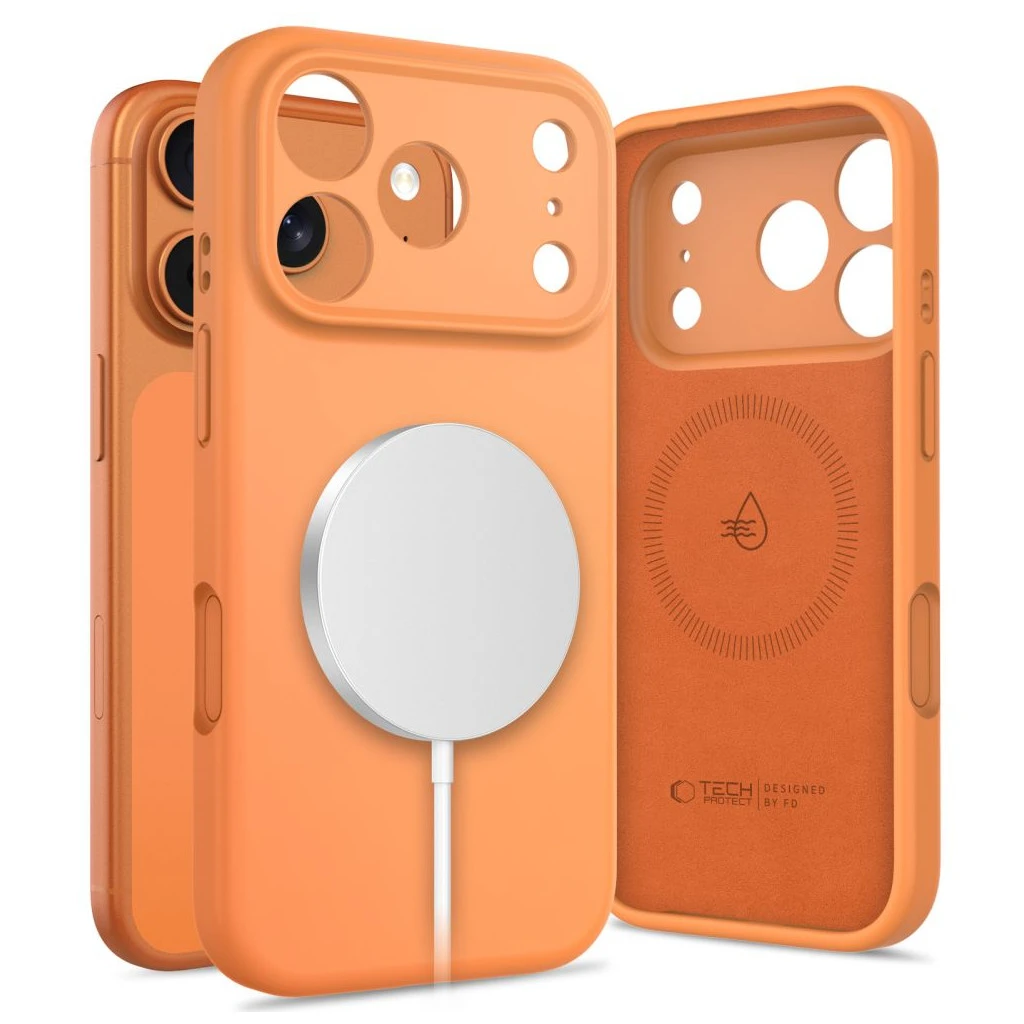 TECH-PROTECT szilikon tok MagSafe iPhone 17 Pro Max készülékhez kozmikus narancs