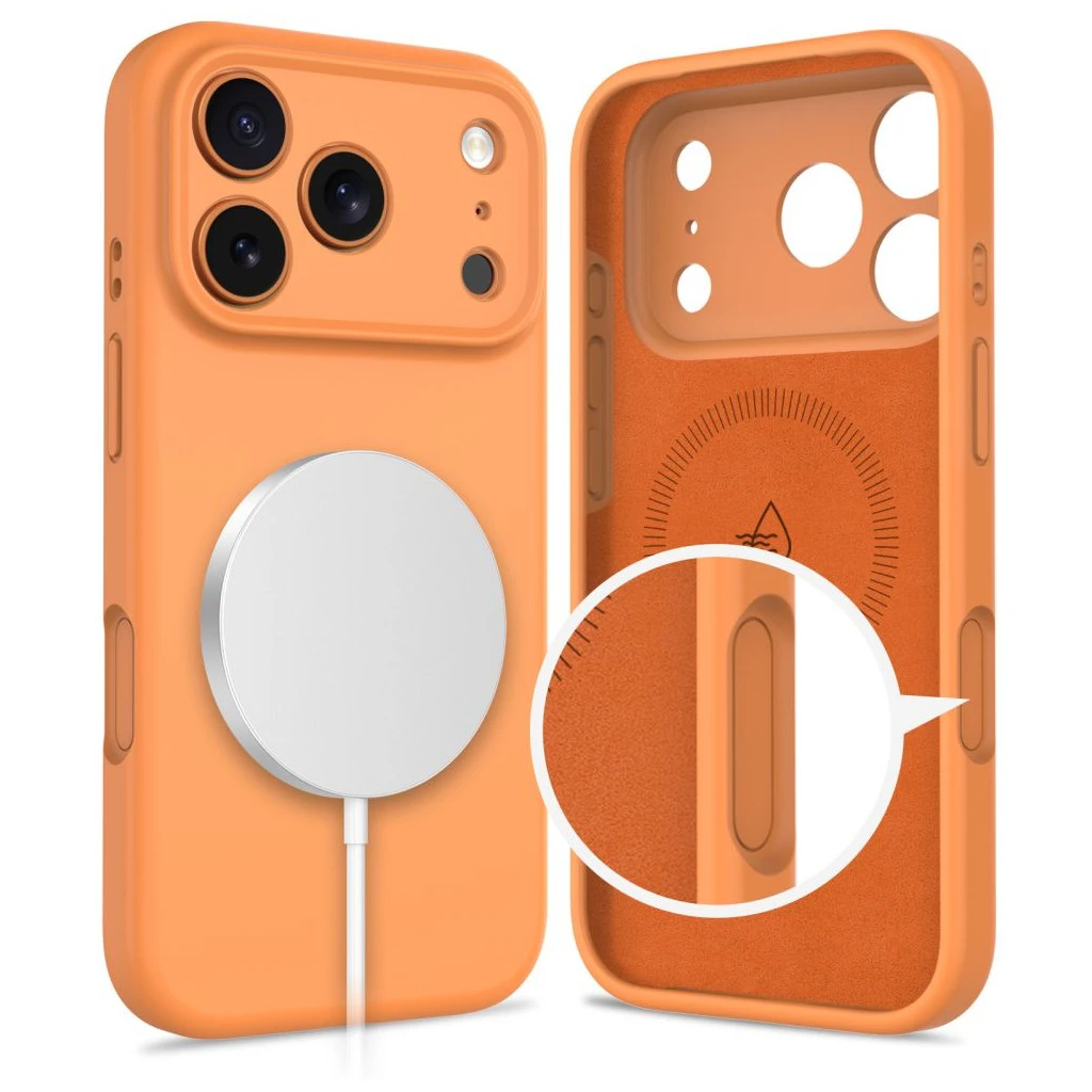 TECH-PROTECT szilikon tok MagSafe iPhone 17 Pro Max készülékhez kozmikus narancs
