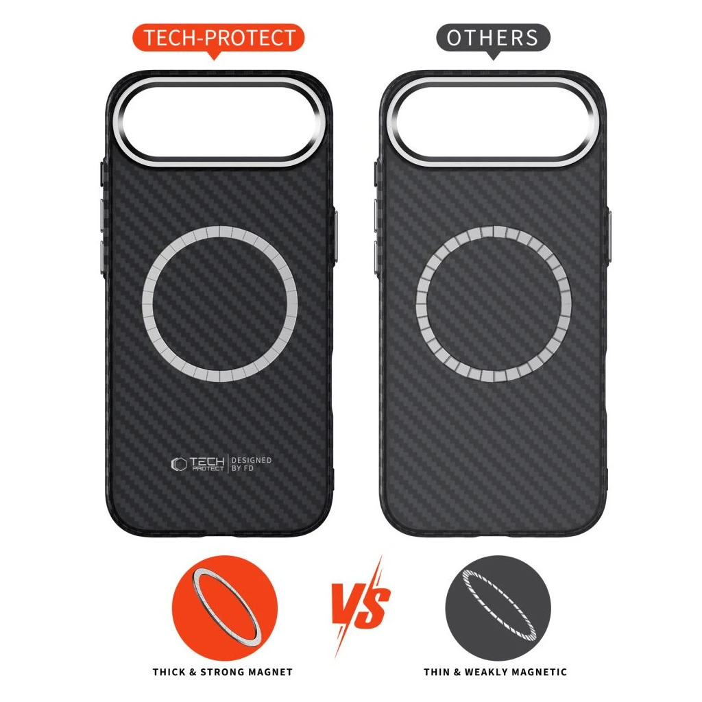 TECH-PROTECT ION CARBON MAGSAFE tok iPhone Air készülékhez fekete/ezüst